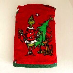 NWT PACK OF TWO GRINCH HAND TOWELS IN RED COLOR 16”x26”